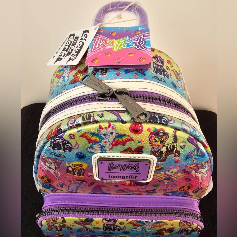LAST SALE! Lisa Frank X Loungefly Halloween Holo Backpack! Glitter&Glows In Dark - Picture 4 of 16
